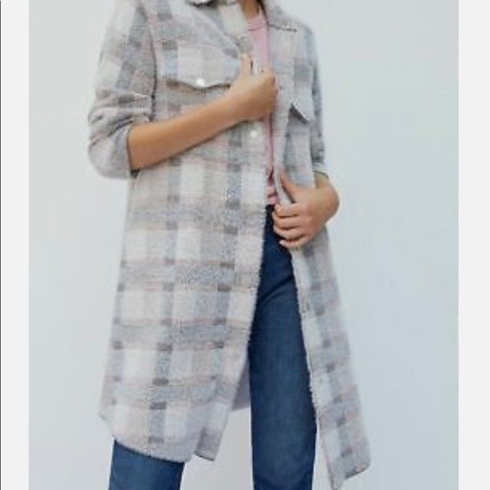 NWOT Anthropologie sweater jacket pink and gray.